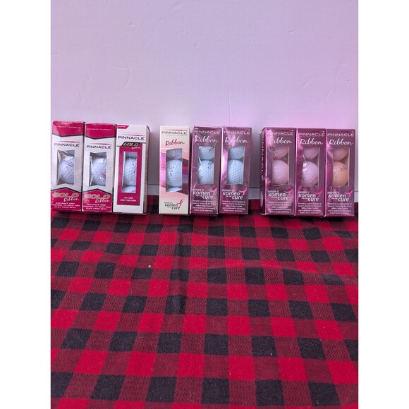 Lot of 9 Pinnacle Ribbon/Gold Ribbon Golf Balls Susan Komen Breast White & Pink - Picture 2 of 16